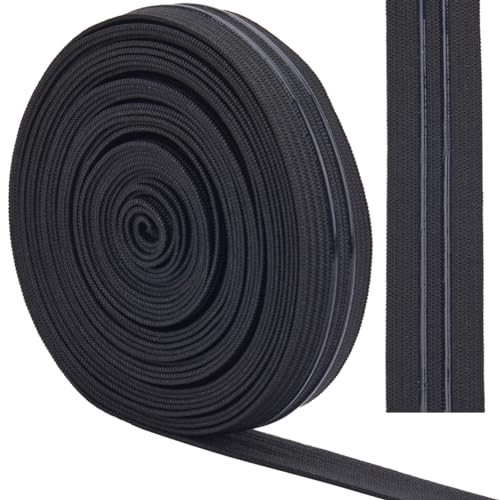 GORGECRAFT Cinta Elástica Antideslizante de 5 Yarda Y 20mm de Ancho,Cinta Elástica de Silicona de Línea Recta Negra,Cinta Elástica de Goma,Correas Elásticas,Cinturón para Pantalones Cortos Deportivos