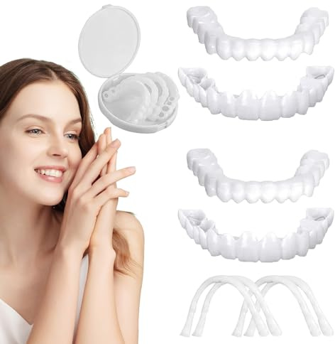 4 Pièces Dentier Provisoire,Prothese Dentaire,Dentier,Fausse Dent,Convient Aux Hommes et Aux Femmes pour le Blanchiment Des Dents Afin de Couvrir Les Mauvaises Dents