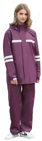 Rain Suit for Men & Women，Waterproof Rain Jacket & Trouser Suit with Reflective Strip,All-Sport Raincoat Anti-storm