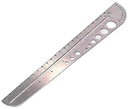 ANKROYU Lineal für leder, Schneiderlineal Metall mit Abgewinkelten Linien