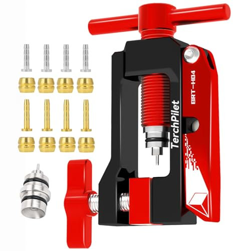 Hydraulischer Fahrradschlauchschneider, Nadeldreher Einsetzwerkzeug und 8 Stücke Barb-Oliven-Set – saubere Schnitte und sichere Verbindungen, All-in-One-Lösung für Rennrad, Mountainbike