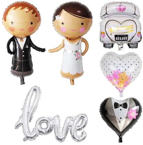 Juego De 6 Decoraciones De Globos Para Bodas, Elegantes Globos Para Decoración De Bodas, Globos De Boda De Papel De Aluminio, Decoraciones Para Fiestas De Bodas, Fiestas De Compromiso