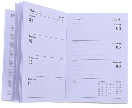 TEHAUX 2025 Small Pocket Planners Weekly Planner Mini Schedule Calendar Women Notebook Notebook Task Journal Diary Notepad Day Pocket Calendar Book Dot Paper Pink