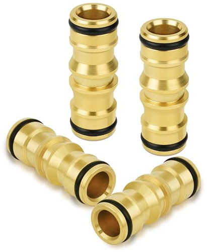 Flintronic Messing Außengewinde Schlauchverbinder 1/2'', 4 Stück Doppelstecker Gartenschlauch-Schlauchverbinder, Schlauchverlängerung Stecker, für Garten, Haus, Schlauch, Autowäsche, Wässerungsgeräte | für Gartenschlauch, 1/2 Zoll Messing Anschluss, für Autowäsche, Bewässerung
