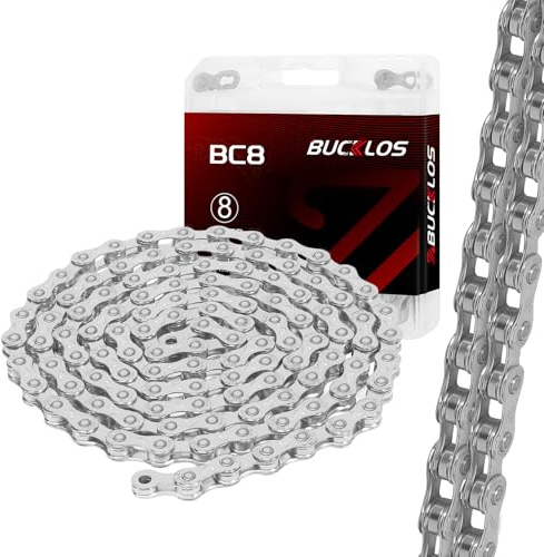6/7/8 Speed Bike Chain,Bicycle Chain 116Link Compatible with Shimano Silver | Titanium Colorful chain Super light,anti-rust&highly wear-resistant. Smooth shifting Premium upgrade for MTB, Road