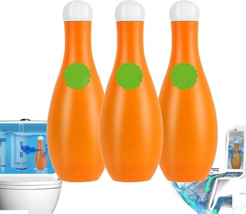 Toilet Cleaner Liquid, Toilet Fresheners, Flush Automatic Toilet Cleaner, Deep Cleaning Products, Limescale Remover Bowling Blue Bubble Toilet Cistern Cleaner Deodorizing and Descaling for Homes (3)