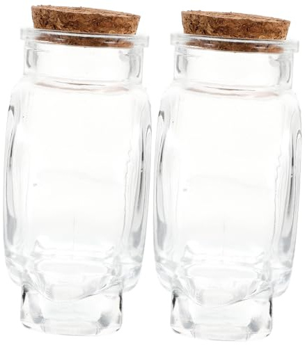 TOYANDONA 2 pièces Bouteille Verre Cœur Transparent avec Bouchon Liège Flacon Décoratif Multifonction pour Décoration de Bureau Cadeau Personnalisé avec Contenants Forme de Cœur