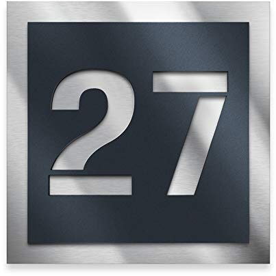 Metzler® plaque numéro de maison personnalisable avec découpe laser et acier inoxydable brossé RAL 7016 anthracite – résistante UV/intempéries – 23 x 23 cm – design 3D élégant – façade moderne