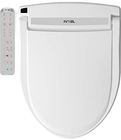Ivyel J-2 Smart Electric Bidet for Toilet Seat, Fits Elongated toilet,Warm water,Heated bidet toilet seat,Heated Dryer,Child Function,Stainless Steel Self-Cleaning Nozzle,LED Night Light