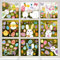Hianjoo 130 Pièces Décorations de Pâques Autocollants, 9 feuilles, Lapins, Poulet, Papillon, Carotte, Fleur, Oeuf de Pâques, Autocollants en Verre pour le Jour de Pâques