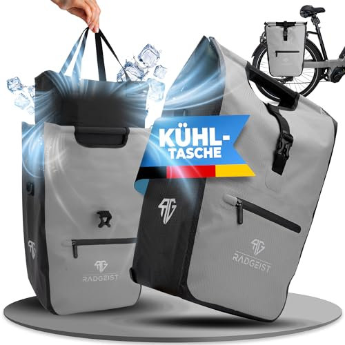 RADGEIST Fahrradtasche für Gepäckträger I Gepäckträgertasche Shopper mit herausnehmbarer Kühltasche I Fahrrad Einkaufstasche & Tragetasche 22-28 Liter
