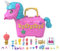 Polly Pocket Dolls & Playset with Pets & 25+ Surprise Accessories, Birthday Celebration Unicorn Partyland Playset, Hot Air Balloon Ride, HYD96