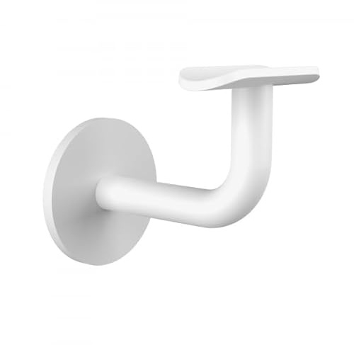 Sellon24® Edelstahl Handlaufhalter Handlaufträger Halter Handlauftraeger Handlauf Weiß 9016 Weiss Wandhalter Holz Holzhandlauf Edelstahlrohr Rohr 42,4 mm Geländer White Treppen matt Feinstruktur V2A