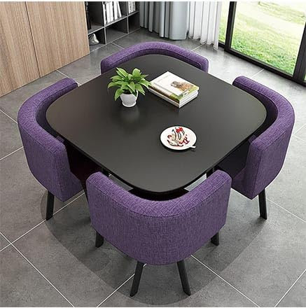 WSMYGS Tisch-Stühle-Set, quadratisches Esstisch-Set mit Stühlen, Küchentisch mit 4 Stühlen, moderner Konferenztisch mit Stühlen, Empfangstisch-Stuhl-Kombination, Bartisch-Set aus Holz für 4 Persone