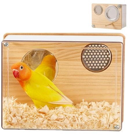 Vogelnistkasten, Sittichnest | Wellensittich-Aufzuchtbox | Nistkasten für Sittiche, Brutkasten für Vögel, Paarungskasten für Papageien mit Sitzstange für kleine Vögel