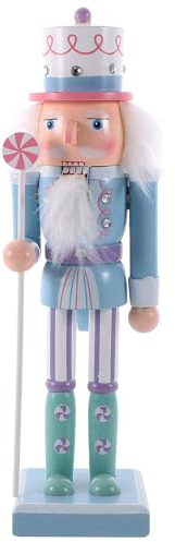Gatuida Cascanueces de madera de soldado de 25 cm, figuras de soldado cascanueces títere tradicional de Navidad, decoración de festival, azul