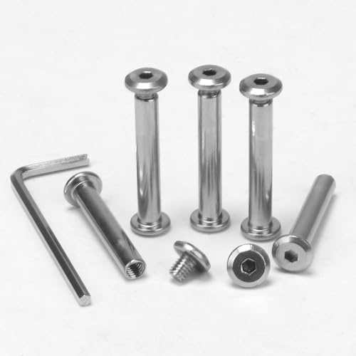 KINDPMA 70PCs M4x30mm Vis Connexion Acier Inoxydable Manchon Liaison Armoire Fileté Meubles Poignée Porte