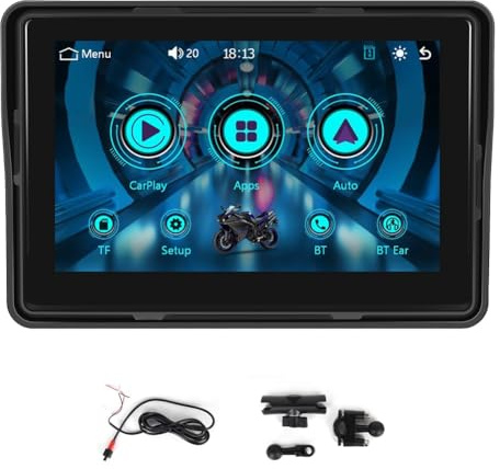 Peowuieu Display di Navigazione GPS per Moto Wireless Carplay Android Auto Monitor Portatile per Moto IP67 Impermeabile