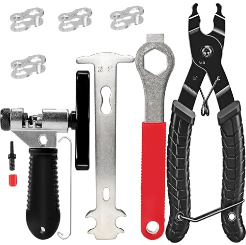 Dérive-chaîne de vélo – Pince antivol de chaîne de vélo – Jauge de mesure – Kit de réparation réutilisable pour chaîne de vélo 6 à 12 vitesses avec 4 paires de rivets de chaîne de vélo