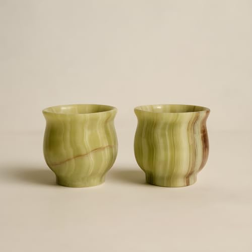 Marmor Krafts Marble Shot Glasses Set of 2 - Handcrafted Natural Stone Barware, 45ml (1.5oz) Capacity - Premium Home Bar & Kitchen Decor, Unique & Elegant Gift for Whiskey, Tequila & Liqueurs