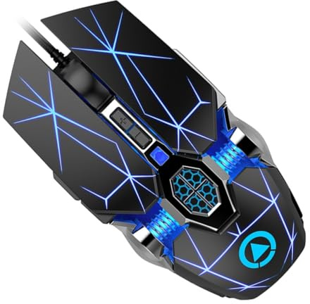 Mikikit Souris de Jeu Filaire USB Éclairage RGB, Capteur Optique 3200 Dpi, Matériau Abs Solide et Mouvement Fluide pour Ordinateur de Bureau Gaming