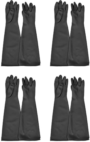 Remingtape 8x Blast Rubber Gloves for Sandblasting Sandblaster Sand Blast Cabinet Sandblasting Gloves SandBlaster Parts 60cm Black