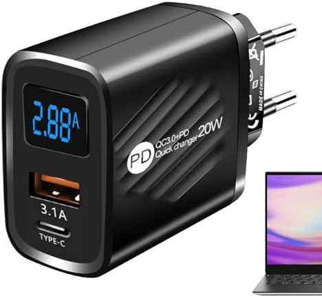 Genérico Cargador de pared USB, PD20W Tipo C y bloque adaptador puerto 5V3.1A para tabletas, teléfono móvil, carga rápida viajes negocios,