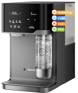 Hydrofast Osmoseanlage Wasserbar mit Wassersprudler, Auftisch Heißwasserspender & Eiswasserspender, 6-Stufen RO Wasserfilter ohne Festwasseranschluss für Zuhause & Büro, 5L