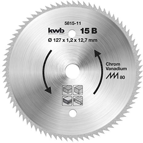 kwb Hoja de sierra circular 127 x 12,75 mm, fabricada en Alemania, cortes muy finos, hoja de sierra adecuada para paneles de madera, madera perfilada y madera blanda