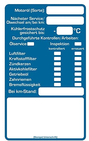 AUPROTEC Kundendienst Aufkleber Werkstatt Serviceaufkleber Auswahl: 50 Stück, Inspektionsaufkleber