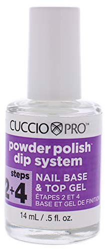 Cuccio Powder Polish Dip System Step 2 and 4 Nail Base and Top Gel, Clear, 14 ml (Pack of 1)