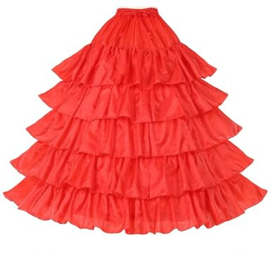 BEAUTELICATE Women's Petticoat Underskirt Full Ruffles Crinoline 50S Vintage Rockabilly Half-Slip for Wedding Bridal Dress 4 Hoops , S-M, Red