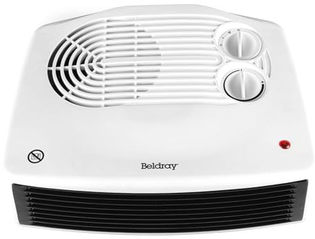 Beldray Flat Fan Heater – Horizontal Room Heater, Adjustable Thermostat, Quick-Heat Up, Thermal Cut-Out, Overheat Prevention, Cool-Air Function, Portable Cooler, Carry Handle, 1500W/3000W, EH3000F