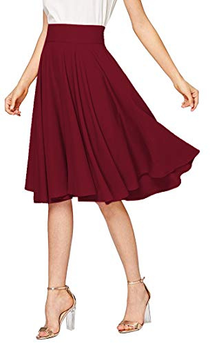 Emma & Giovanni - Jupe Midi Evasée (Taille 36 à 46) - Femme (Bordeaux, 42-44)