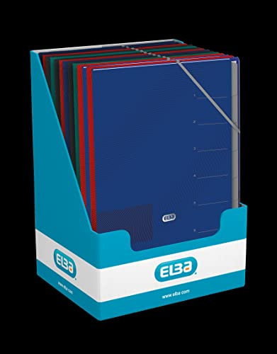 Elba 400116093 Eckspannmappe Touch Office A4 25er Pack aus Karton 6 Farben Sortiert Dunkelblau, Rot, gelb, grau, grün, schwarz