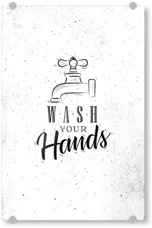 artboxONE Acrylglasbild 30x20 cm Typografie Bathroom Faucet Graphic Bild hinter Acrylglas - Bild Bad Badezimmer Bath