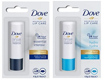Balsamo Labbra Stick | Dove Nourishing Lipcare 4,8g | Burrocacao | Essential Intensiv + Hydrating Care | PACCO da 2 MISTO