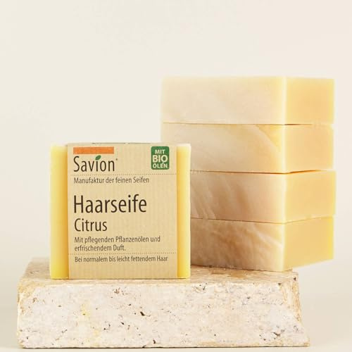 Savion 4 + 1 organisk Citrus Vegan handgjord hårtvål utan palmolja ingen plast 5 x 85 g