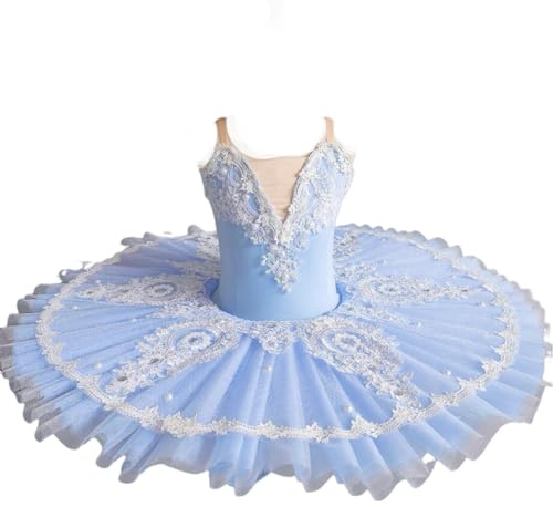 Professionell Balett Tutu Flickor Tallrik Pannkaka Tutu Ballerina Festklänning Barn Balett Danstävling Kostym,Blue,170