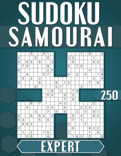 Sudoku Samourai Expert: 250 Grilles Avec Solutions, Cahier d'activités pour Adultes et Seniors.