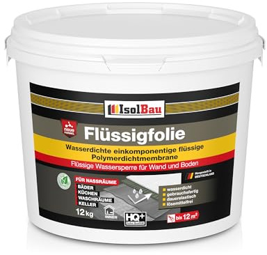 Isolbau Film liquide 12 kg – Joint d'étanchéité pour douche, salle de bain, cuisine – Joint d'étanchéité pour mur et sol – Mastic d'étanchéité étanche et sans solvant