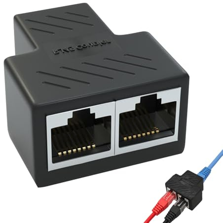 Repartiteur RJ45, Repartiteur Cable Ethernet RJ45 Multiprise, Adaptateur Double Prise Switch Ethernet 1 à 2 Ports, Splitter Rj45 Coupleur Raccord vers LAN Rallonge pour Cat5/Cat5e/Cat6/Cat7