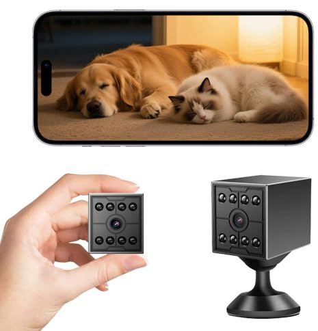 OBEST Mini telecamera interno bluetooth, Magnetica 1080p telecamera sorveglianza con app telefono, Allarme di rilevamento del movimento, Unterstützt die Verbindung von 4 Mobiltelefonen