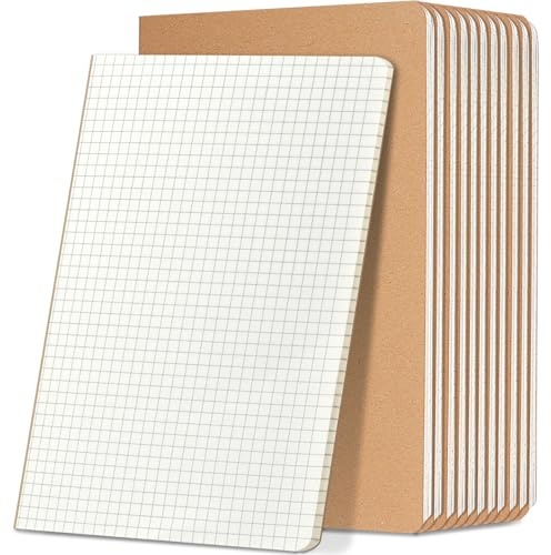 Gorffy A5 Graph Paper Notebook 12PCS, 68 Pages Each Squared Notebook for Home School Office, Plain Colour Gridded Pages Notebooks, A5 Squared Paper