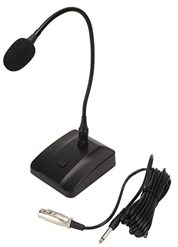 Agatige Microfono a condensatore a collo di cigno da tavolo, microfono cablato da 6,35 mm con silenziamento, microfono da podio con supporto, microfono USB per computer per la