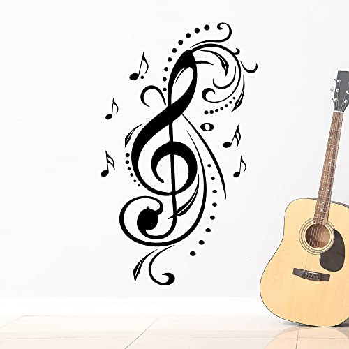 GRAZDesign Wandtattoo Musik Wohnzimmer Jugendzimmer Musikraum | Wandaufkleber Notenschlüßel - 50x30cm / 070 schwarz