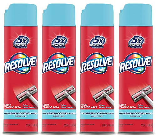 Resolve High Traffic Carpet Foam, Crisp Linen 88 oz (4 Cans x 22 oz), Cleans Freshens Softens & Removes Stains