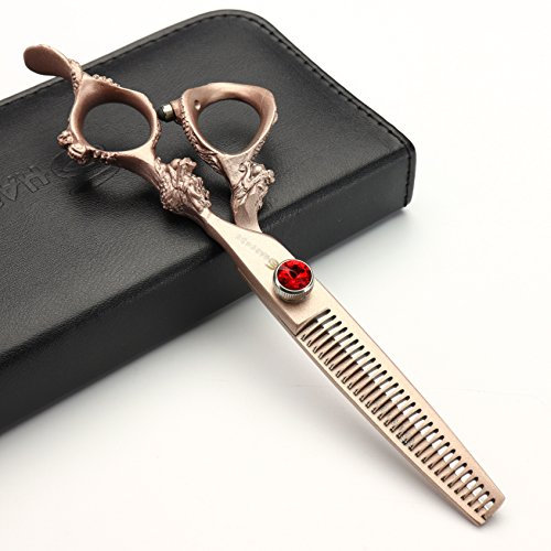 Rose Gold 440c alta dureza peluquería japonesa tijeras salón de peluquería peluquería corte de pelo adelgazamiento peluquería herramientas profesionales (Thining Scissors)