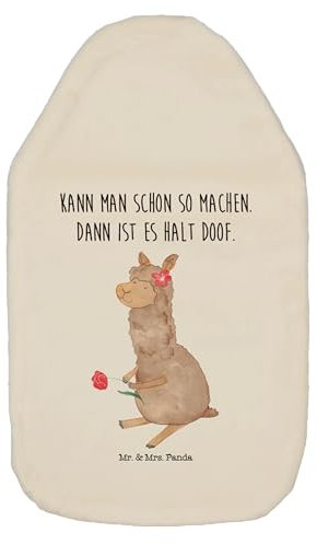 Mr. & Mrs. Panda Wärmflasche Alpaka Blume - Geschenk, Bettflasche, Alpaka Witz, Alpaka Zitat, Körnerkissen, Kinderwärmflasche, Kleine Wärmflasche,