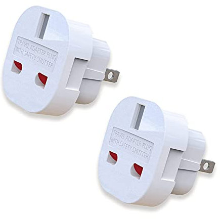 MOBIBAY Pack of 2 UK to US Plug Adaptor Type G to Type A and B from UK to USA, Canada, Australia, Jamaica, Barbados,Mexico,Thailand,China,Japan and more 3 pin to 2 Pin American Travel Adapter Plugs
